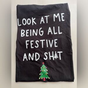 Festive Black Short Sleeve Ugly Christmas shirt